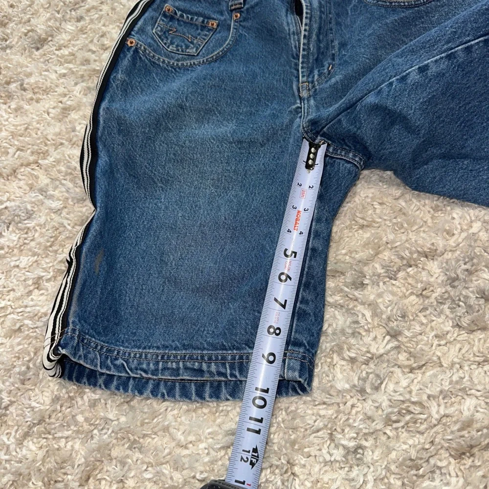 Parasuco Street Couture Mens 32 Blue Denim Shorts Striped Side Tape Y2K Vintage